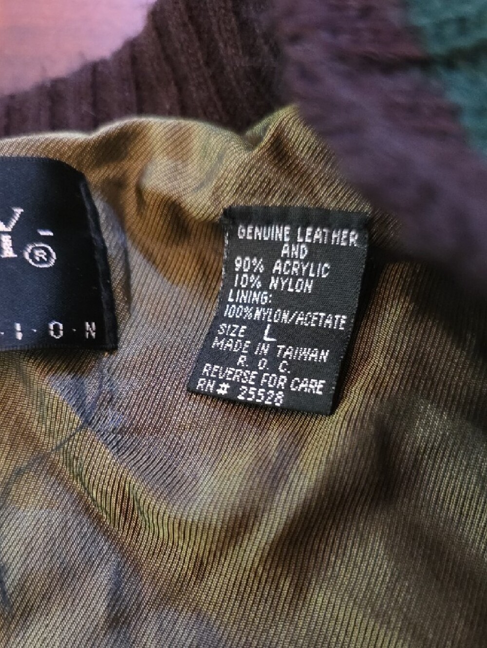 Saxony *Vintage* Green Leather & Knit Bomber Jacket✨️COOGI VIBES✨️ - Picture 11 of 13